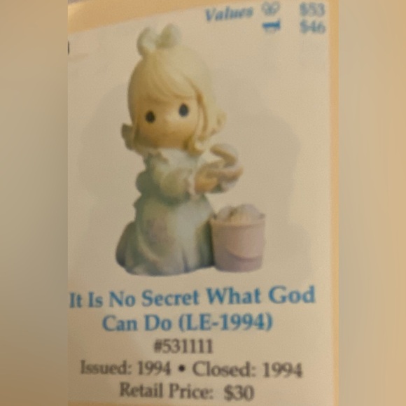 1994 Precious Moments Figurine. Artwork by the late Sam Butcher. - Picture 9 of 14